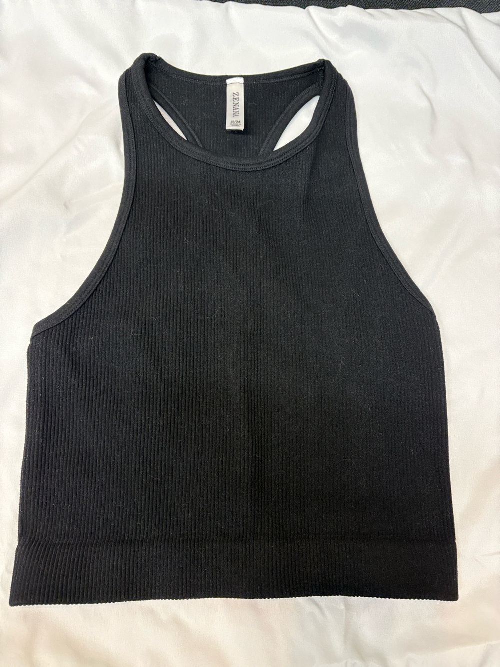 High Neck Racerback Back Cropped stretch Tank Top Sz S/M